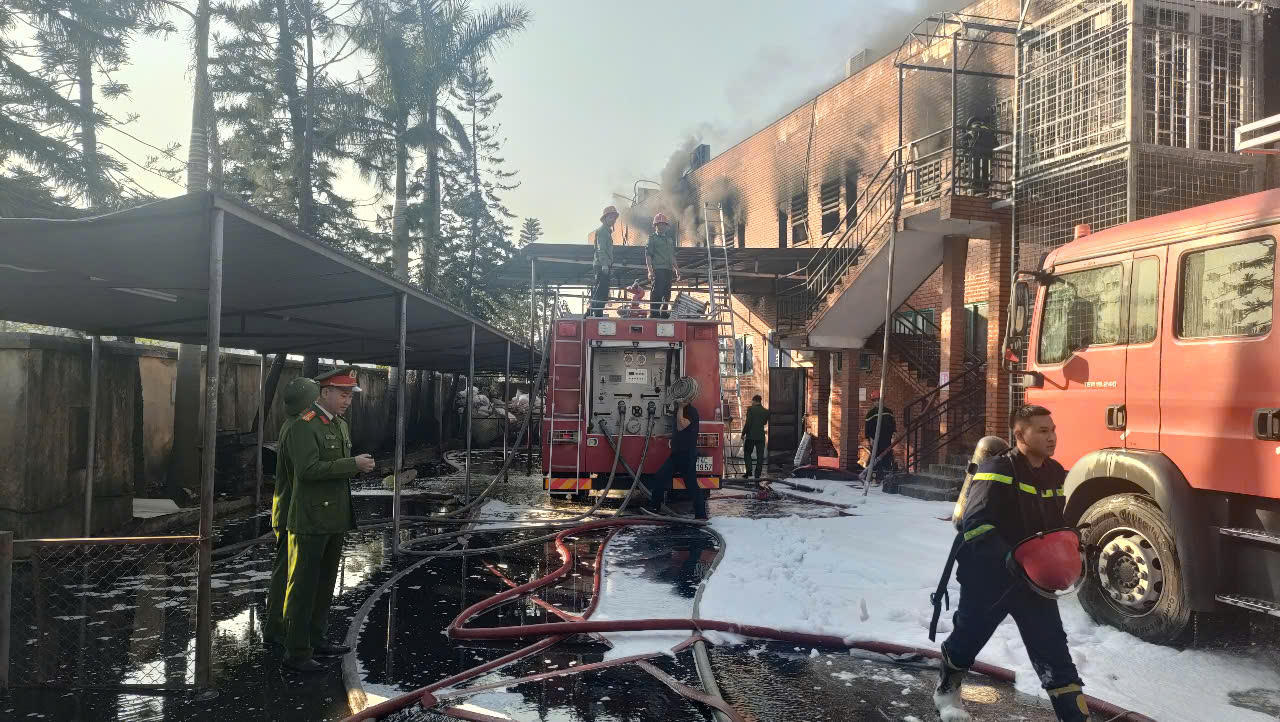 Cháy lớn tại Khu công nghiệp Cái Lân, khói bốc cao bao trùm cả một vùng trời