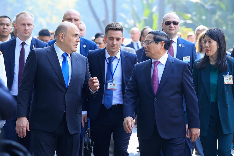 Thủ tướng Phạm Minh Chính chủ trì lễ đón Thủ tướng Liên bang Nga thăm chính thức Việt Nam