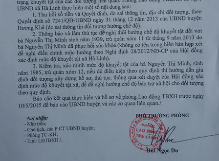 Nghi án “chặn” tiền chế độ ở Hà Tĩnh: Thu hồi số tiền cán bộ xã “nhận thay”