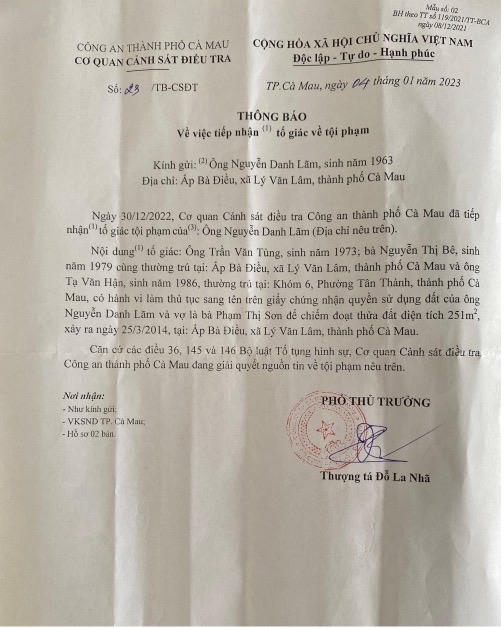 Cà Mau: Một công dân kêu cứu vì bị giả mạo chữ ký, sang tên sổ đỏ trái pháp luật