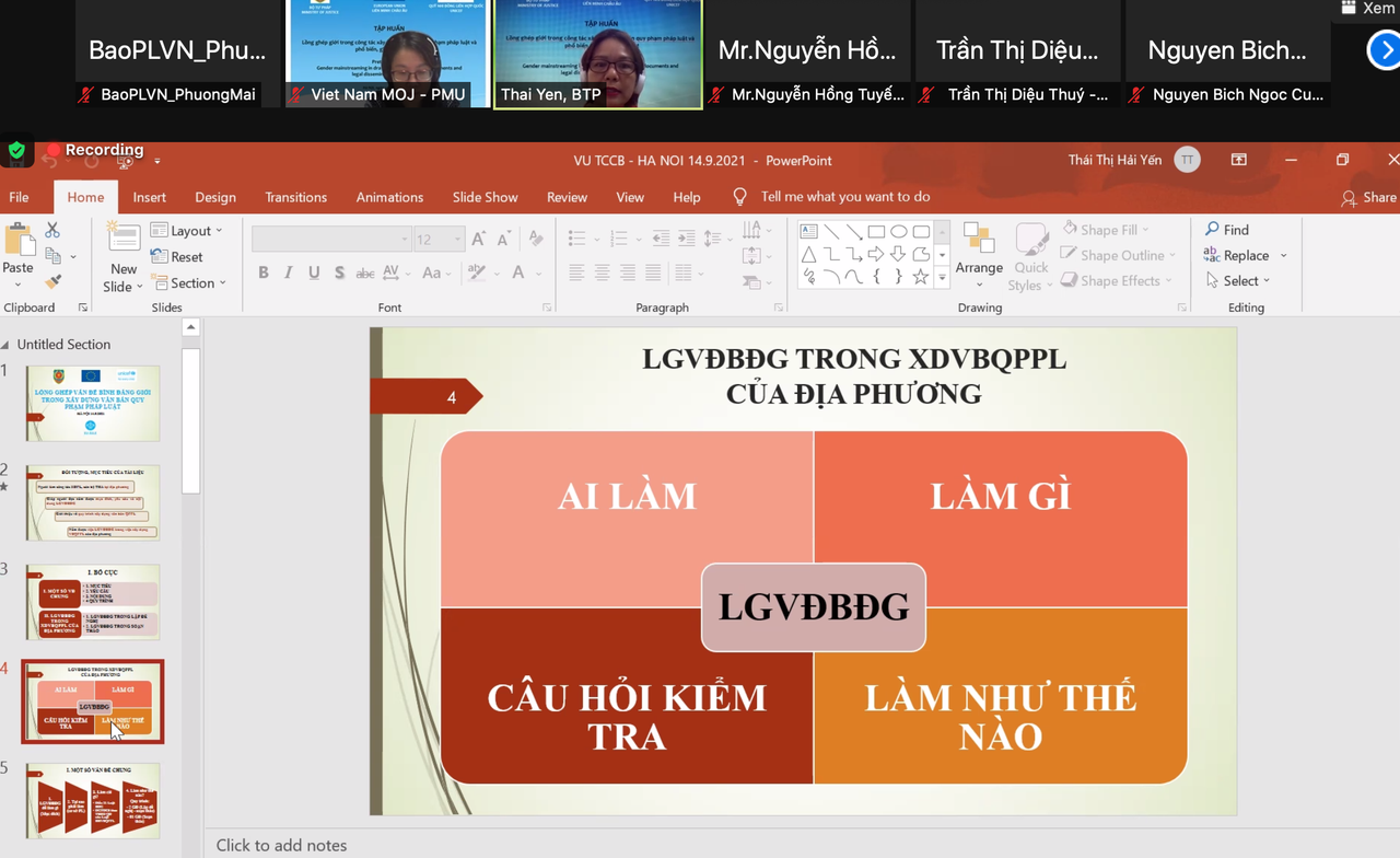 Lồng ghép vấn đề giới trong công tác xây dựng văn bản và phổ biến pháp luật