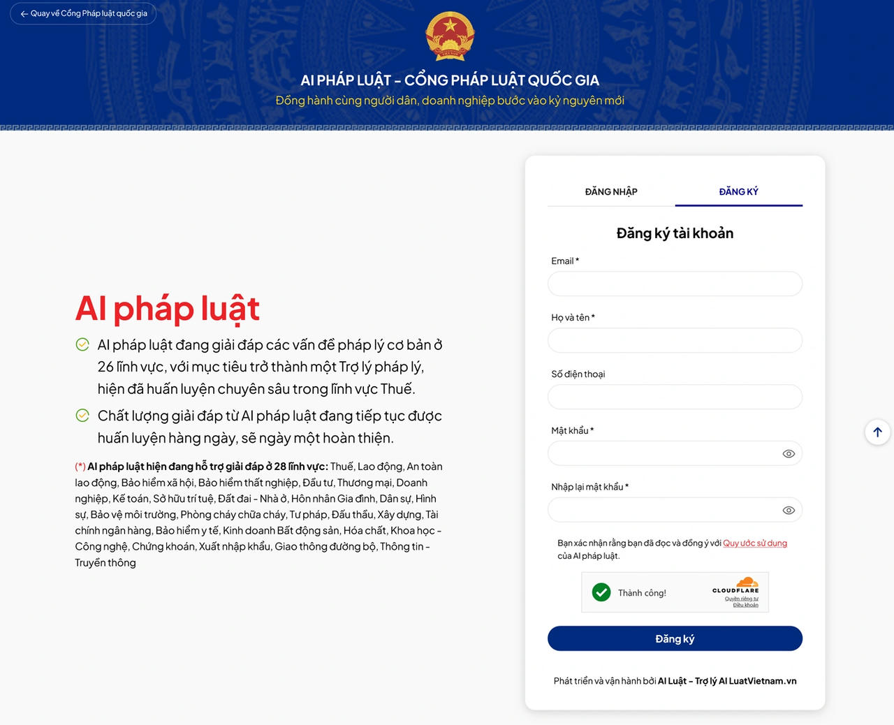 Cách dùng chatbot AI của Bộ Tư pháp để giải đáp các thắc mắc về pháp luật