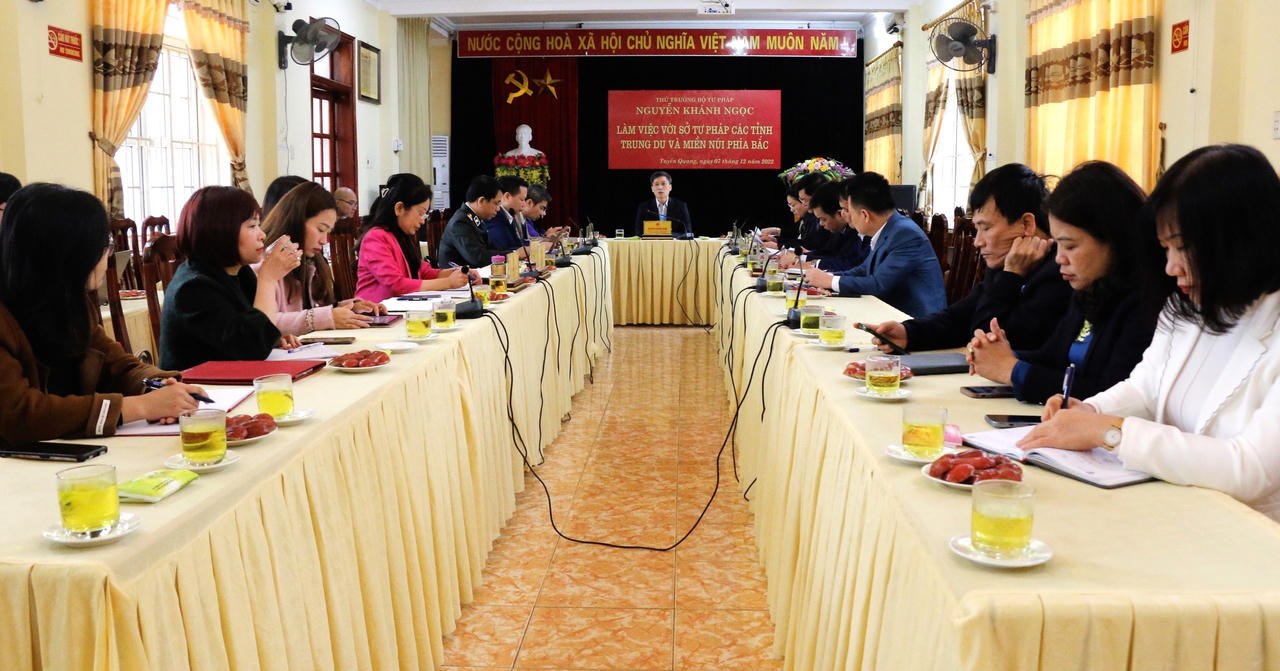 Thứ trưởng Nguyễn Khánh Ngọc làm việc với Khối cơ quan Tư pháp các tỉnh Trung du và miền núi phía Bắc