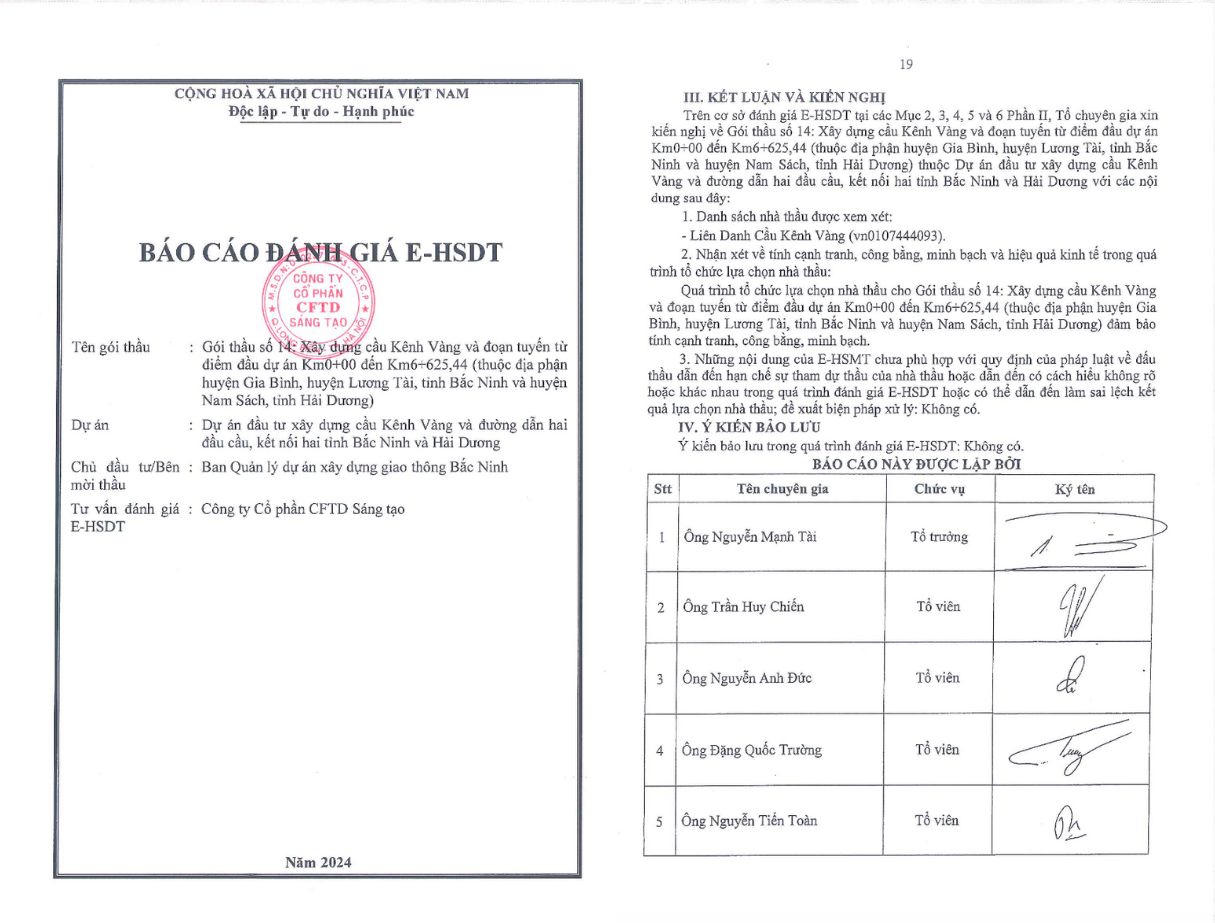 Các “ông lớn” tham gia dự thầu dự án xây dựng cầu Kênh Vàng nối hai tỉnh Bắc Ninh và Hải Dương?