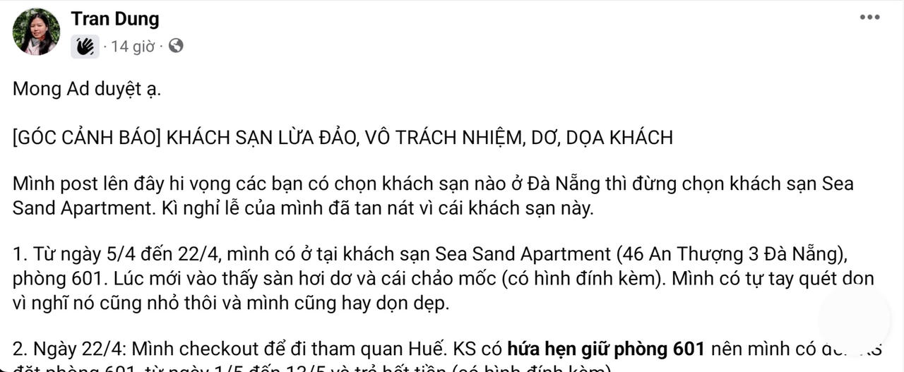 Đà Nẵng: Yêu cầu chủ cơ sở lưu trú xin lỗi khách du lịch