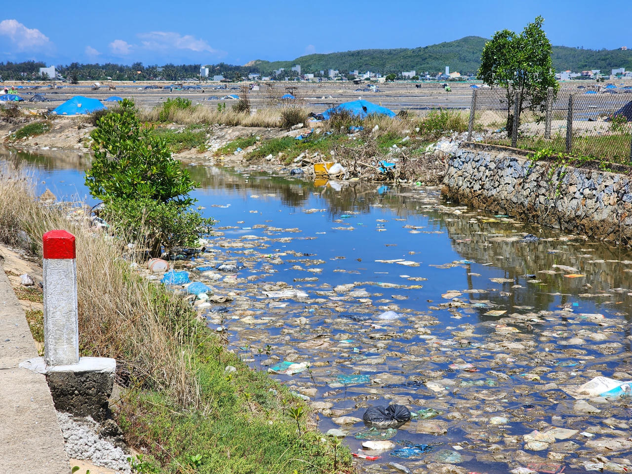 Hình ảnh rác thải bủa vây đầm nước mặn Sa Huỳnh