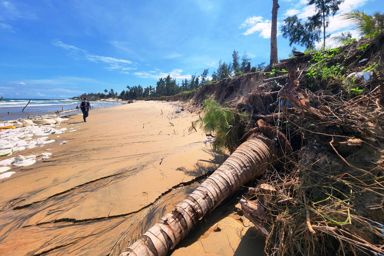 Xót xa hàng trăm mét bờ biển tốp 25 châu Á sạt lở nghiêm trọng