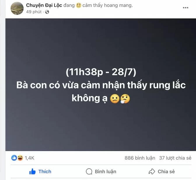 Xảy ra 4 vụ động đất liên tiếp, người dân Quảng Ngãi, Quảng Nam, Đà Nẵng cảm nhận nhà cửa rung lắc