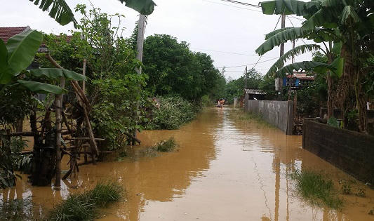 Hàng nghìn nhà dân ngập trong nước ở Cam Lộ (Quảng Trị)