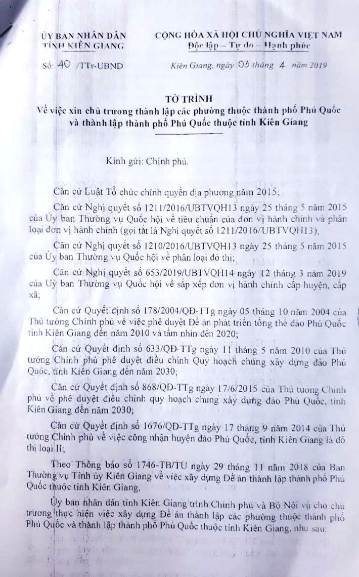 Sẽ thành lập thành phố Phú Quốc thuộc tỉnh Kiên Giang? 