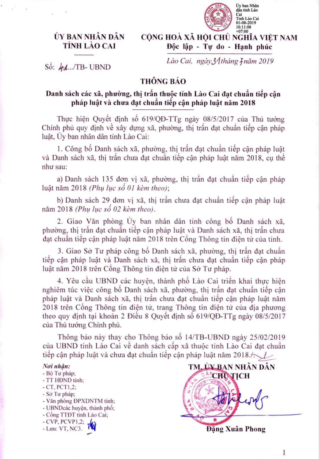Lào Cai có 135 xã, phường, thị trấn đạt chuẩn tiếp cận pháp luật