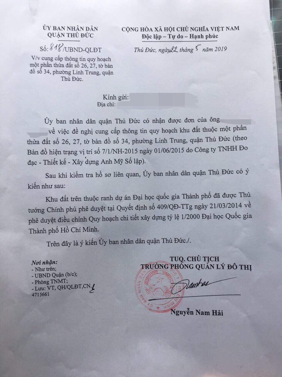 Không gian quy hoạch ĐHQG TP HCM có một phần khu đất phường Linh Trung thuộc ranh dự án