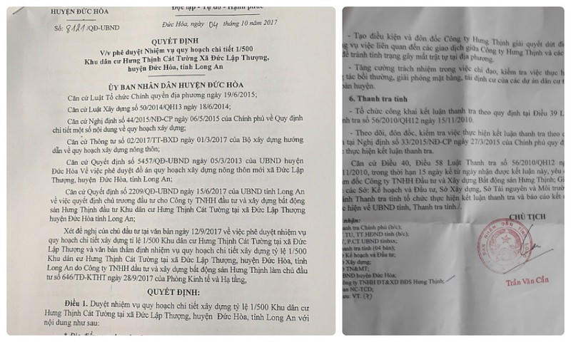 UBND tỉnh Long An chính thức giao đất cho chủ đầu tư dự án Hưng Thịnh Cát Tường