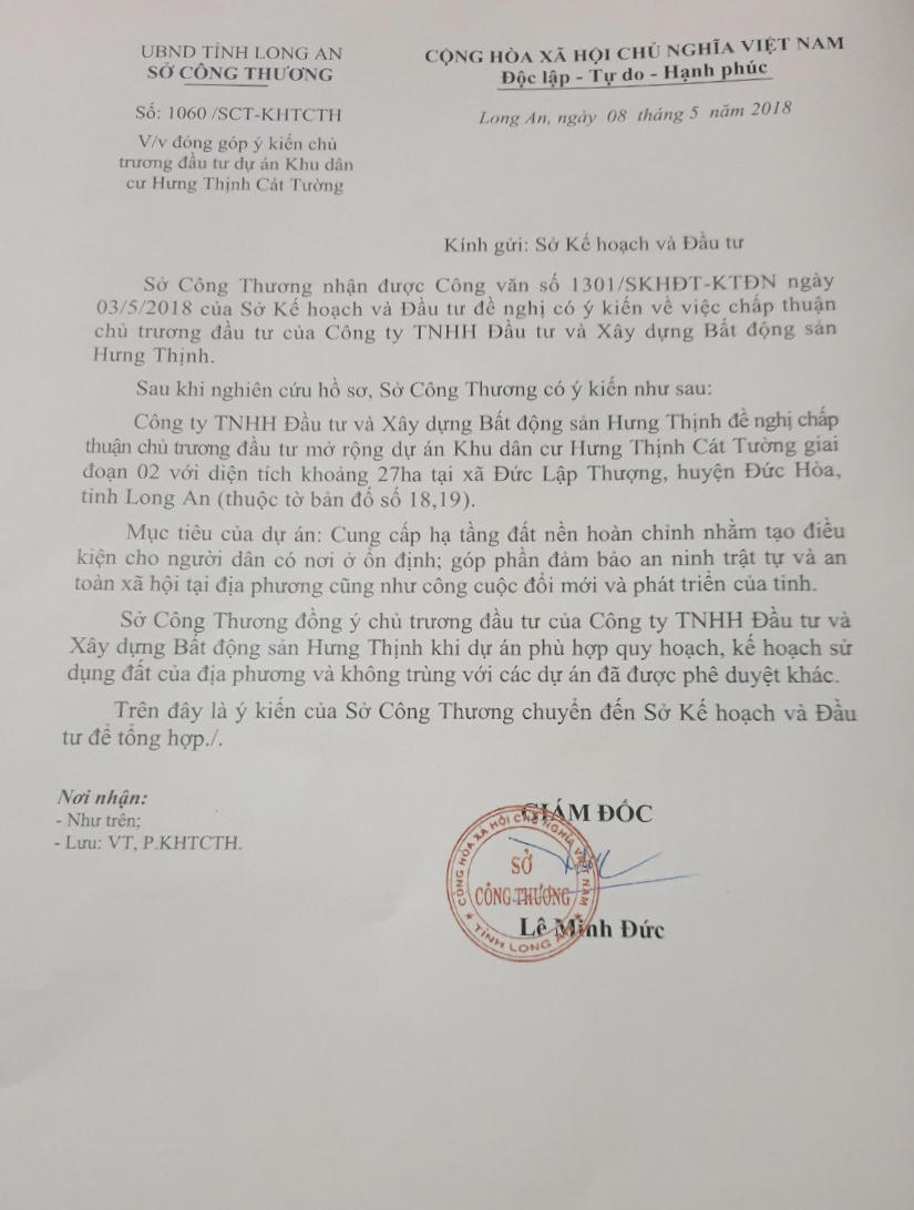 Hưng Thịnh Cát Tường đề nghị được chấp thuận chủ trương mở rộng 27ha giai đoạn 2