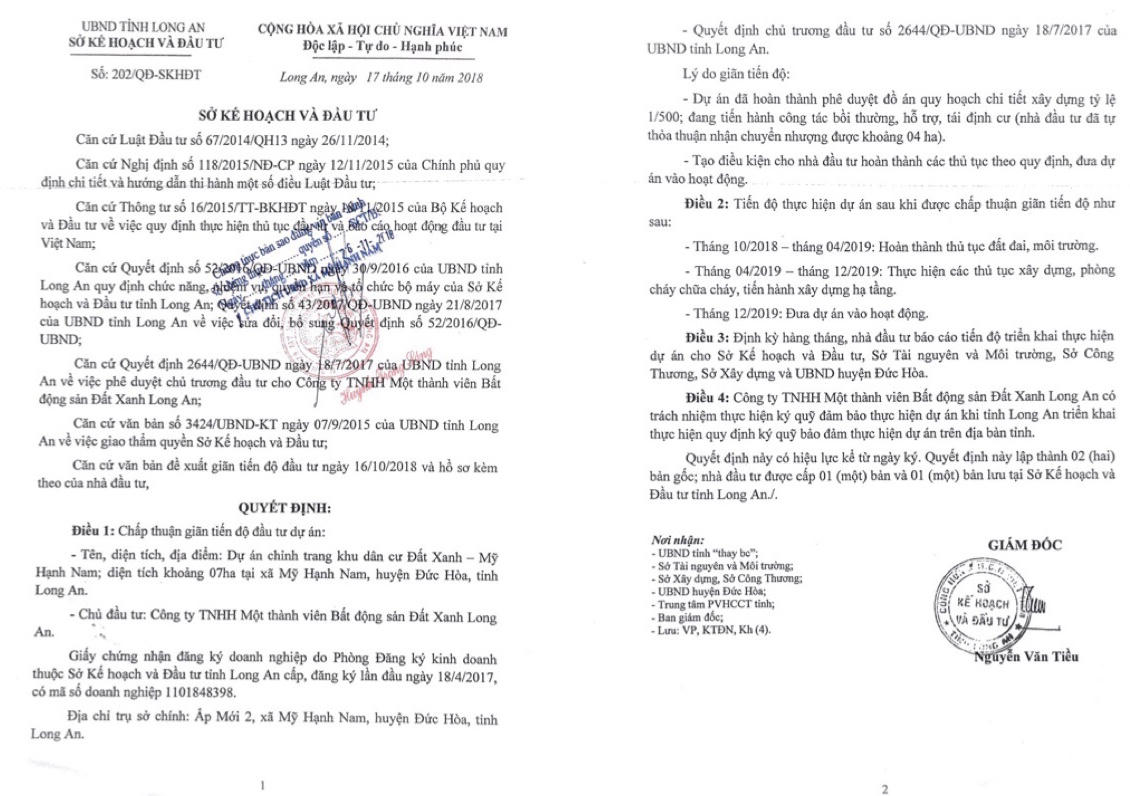 KDC Đất Xanh Long An đã được phê duyệt đồ án quy hoạch chi tiết xây dựng 1/500