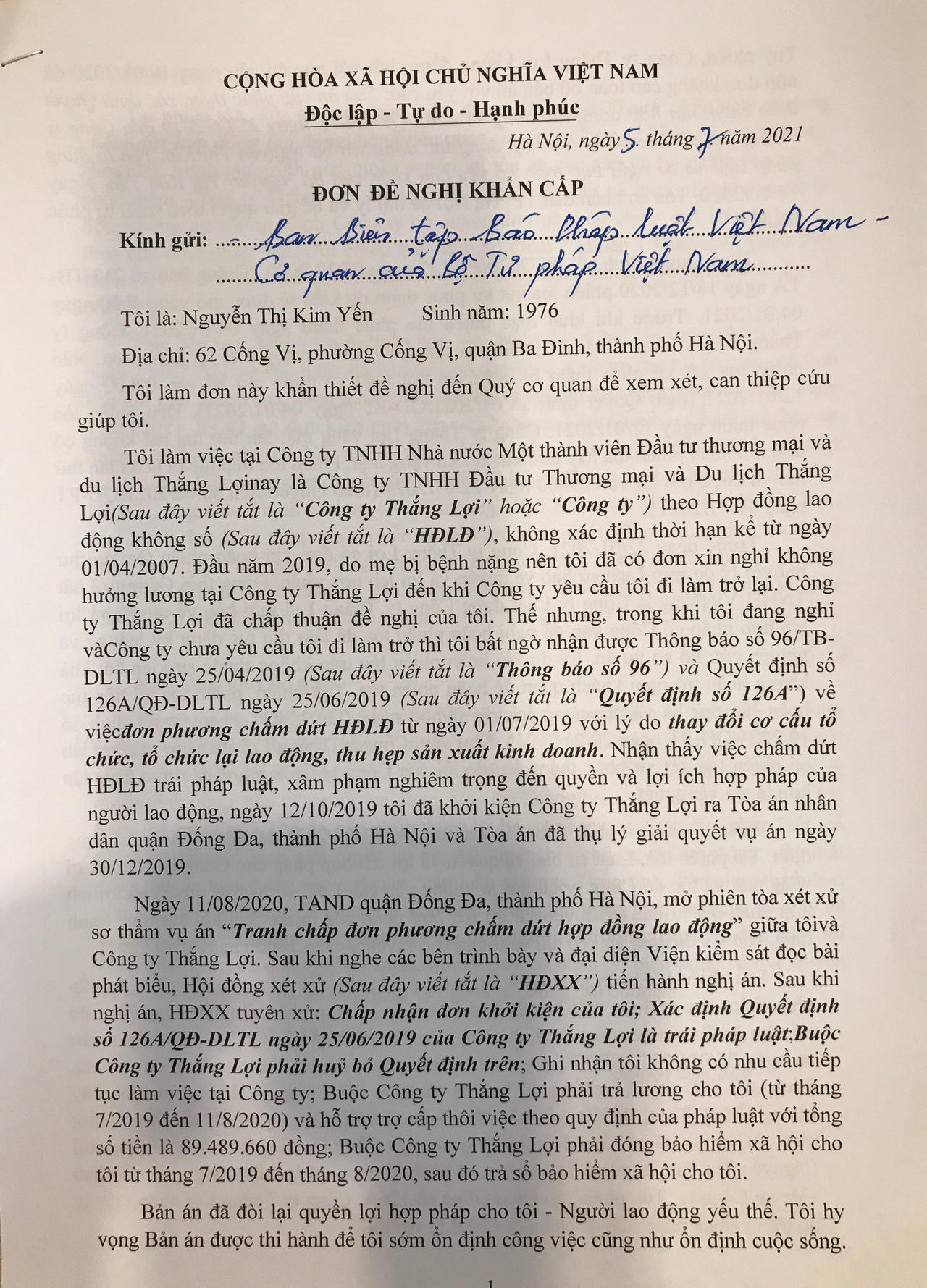 Bị cấp phúc thẩm 4 lần hoãn phiên tòa không đúng luật, người lao động “kêu cứu”
