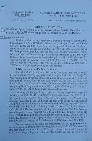 Hà Tĩnh tùy tiện trong việc cấp đất  tái định cư phục vụ Formosa?