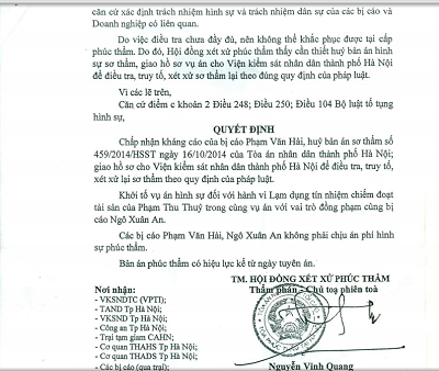 Hủy án sơ thẩm, điều tra lại vụ Phạm Văn Hải: Nhiều uẩn khúc sẽ được làm sáng tỏ