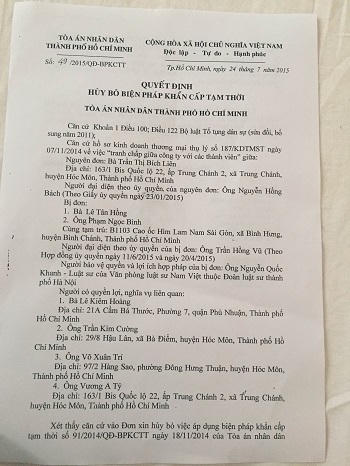 Tòa ra biện pháp khẩn cấp tạm thời,  “giải cứu” công ty V.A.T