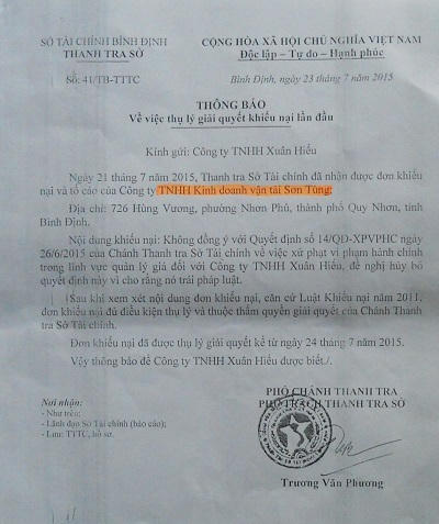 Bình Định: Phó Chánh Thanh tra Sở Tài chính bị “tố” ra quyết định trái luật