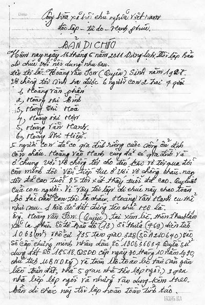 Phú Thọ: Di chúc có hai người làm chứng vẫn bị Tòa bác