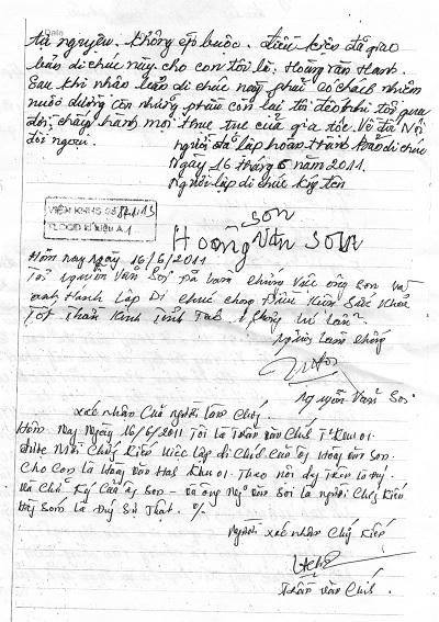 Phú Thọ: Di chúc có hai người làm chứng vẫn bị Tòa bác