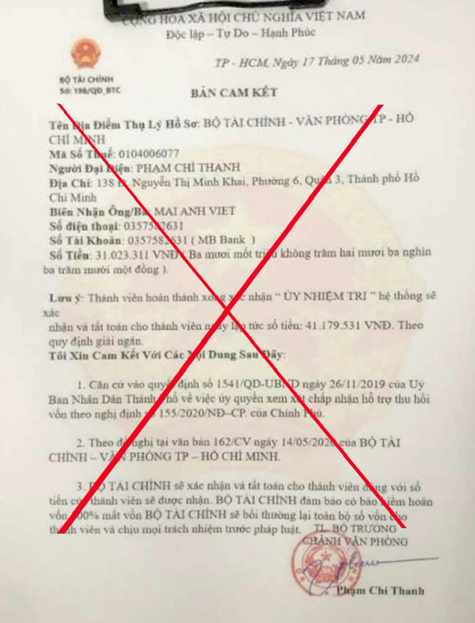 Bộ Tài chính khuyến cáo việc giả mạo văn bản, con dấu và Website của Bộ