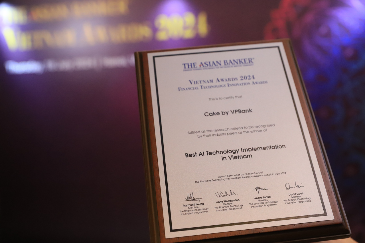 Ngân hàng số Cake nhận giải “Ngân hàng AI tốt nhất” từ The Asian Banker