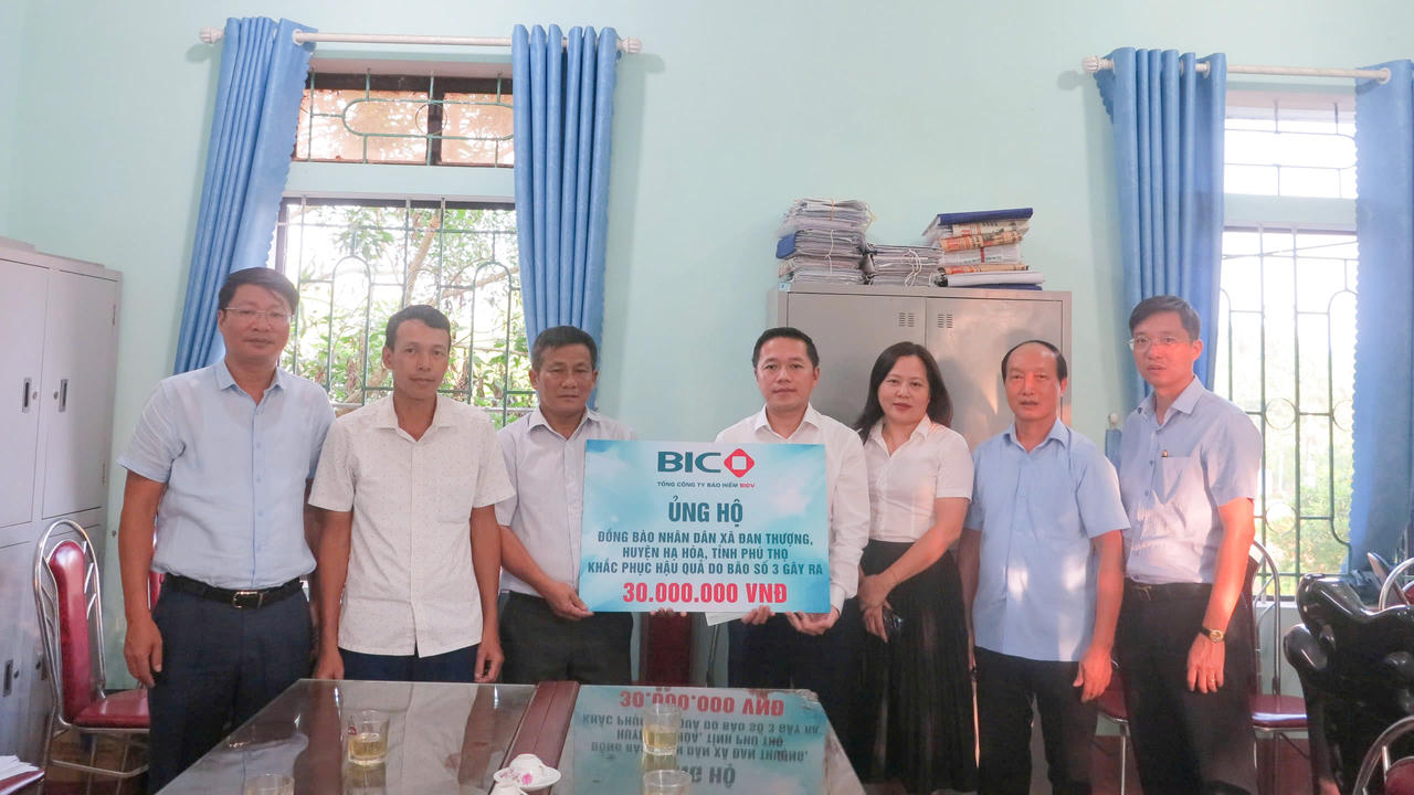 BIC chi trả hơn 1,4 tỷ đồng quyền lợi bảo hiểm BIC Bình An cho khách hàng tử vong do bão Yagi