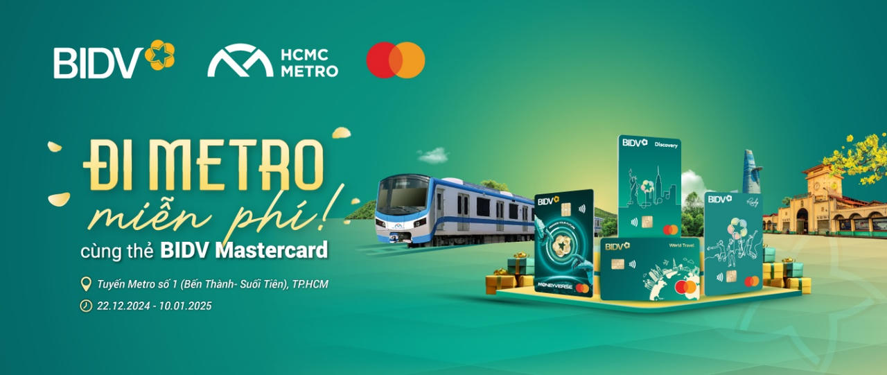 Trải nghiệm miễn phí tàu metro TP Hồ Chí Minh cùng thẻ BIDV Mastercard