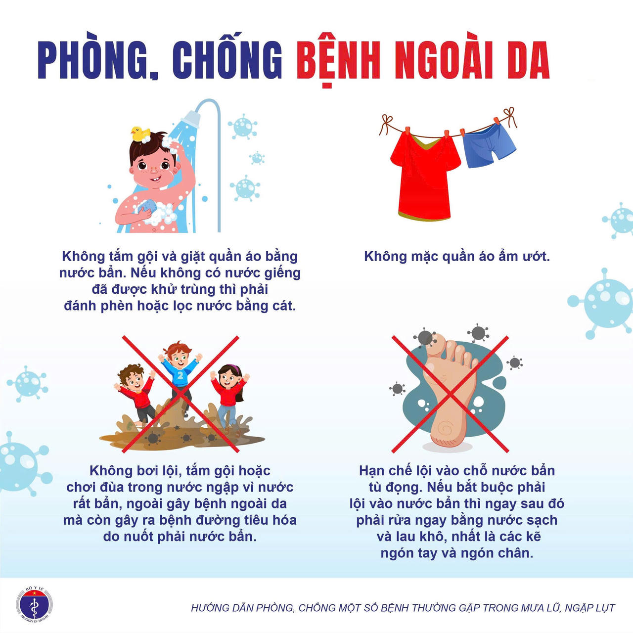 Bộ Y tế khuyến cáo phòng chống bệnh thường gặp trong mưa bão, lũ lụt