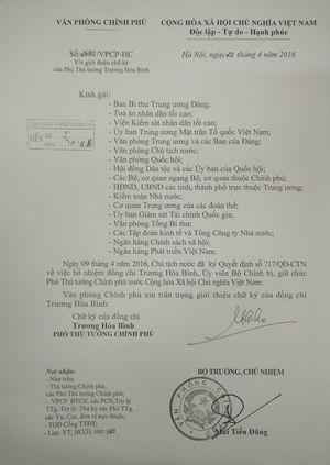 Giới thiệu chữ ký của Thủ tướng và 3 Phó Thủ tướng