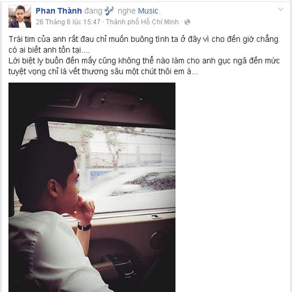 Phan Thành liên tục nhắn gửi về người cũ