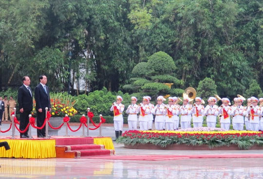 Cận cảnh lễ đón Tổng thống Pháp tại Phủ Chủ tịch