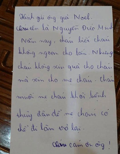 Bức thư xin quà khiến ông già Noel toát mồ hôi