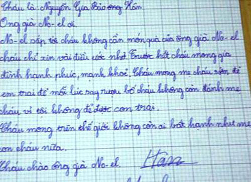 Bức thư xin quà khiến ông già Noel toát mồ hôi