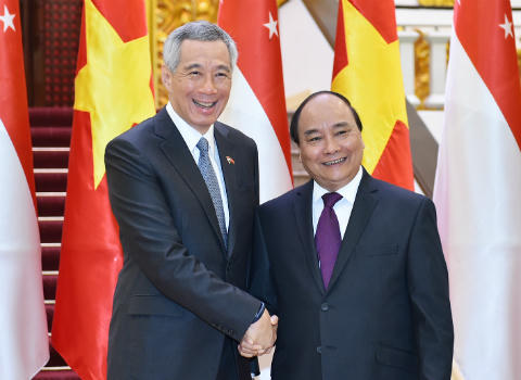 Toàn cảnh lễ đón chính thức Thủ tướng Singapore tại Phủ Chủ tịch