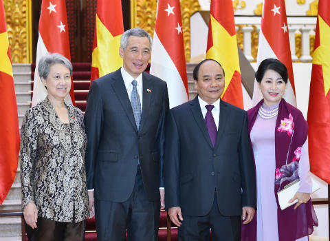 Toàn cảnh lễ đón chính thức Thủ tướng Singapore tại Phủ Chủ tịch