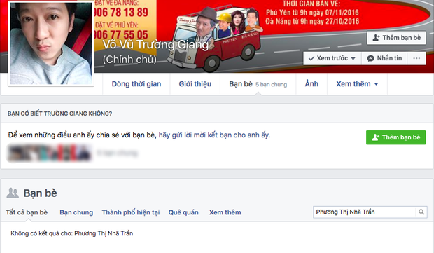 Nhã Phương và Trường Giang đã hủy bạn bè trên Facebook