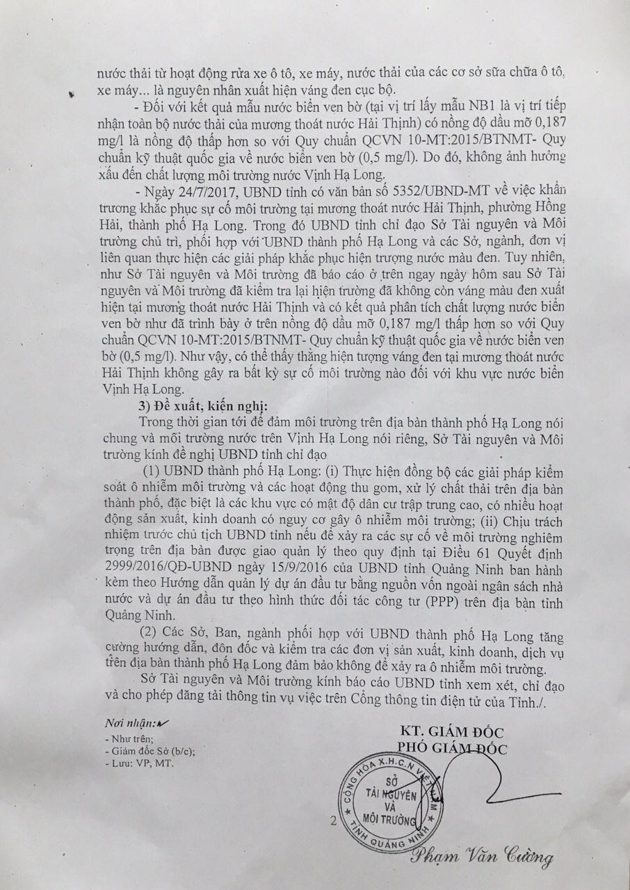 'Váng nước màu không gây bất kỳ sự cố môi trường nào với Hạ Long'