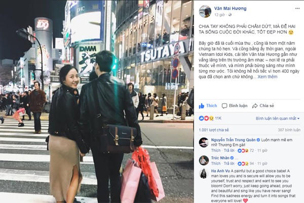  Tâm sự của Văn Mai Hương nhận được sự động viên của nhiều người nổi tiếng. 