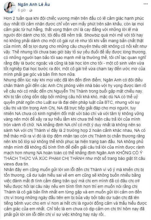 Tân Hoa hậu Đại dương xin lỗi vì phát ngôn đụng chạm Nguyễn Thị Thành hình ảnh 2 Tan Hoa hau Dai duong xin loi vi phat ngon dung cham Nguyen Thi Thanh hinh anh 2
