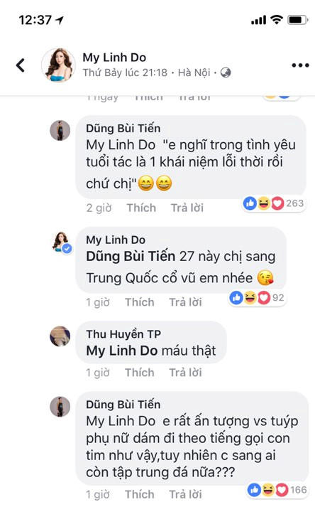 Bui Tien Dung nhan Do My Linh: 'Tinh yeu khong co khai niem tuoi tac' hinh anh 1