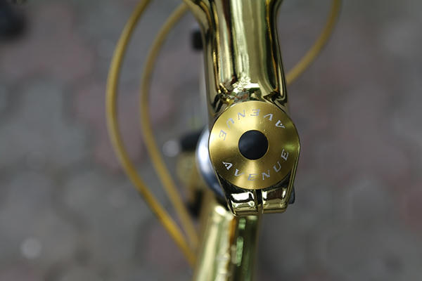 loa mat truoc chiec xe dap dat vang dung "hung ho" tren via he ha noi hinh anh 9