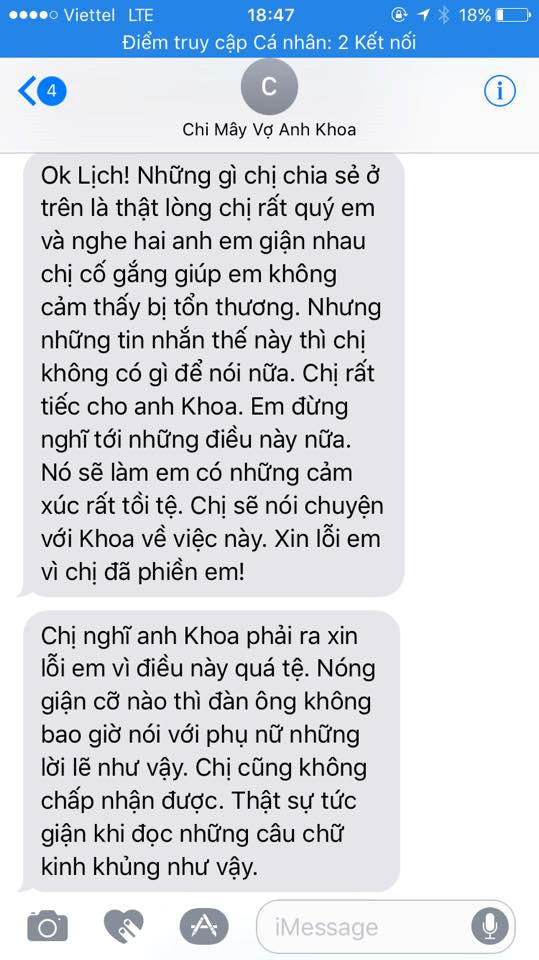 Phạm Lịch công khai tin nhắn cho vợ Phạm Anh Khoa trước vụ tố gạ tình