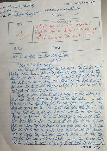 Bài văn đạt điểm 10 của Quỳnh Giang.