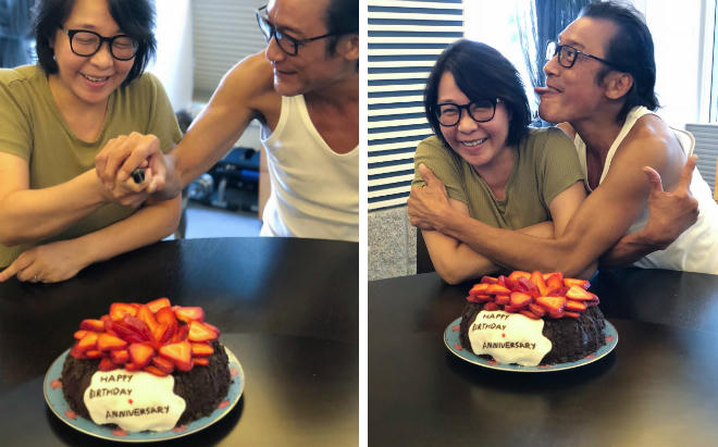 Lương Gia Huy và vợ bên nhau trong ngày kỷ niệm cưới.Ảnh: HK01