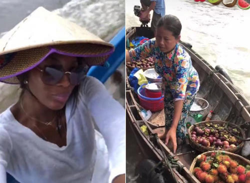 Naomi Campbell khám phá chợ nổi.