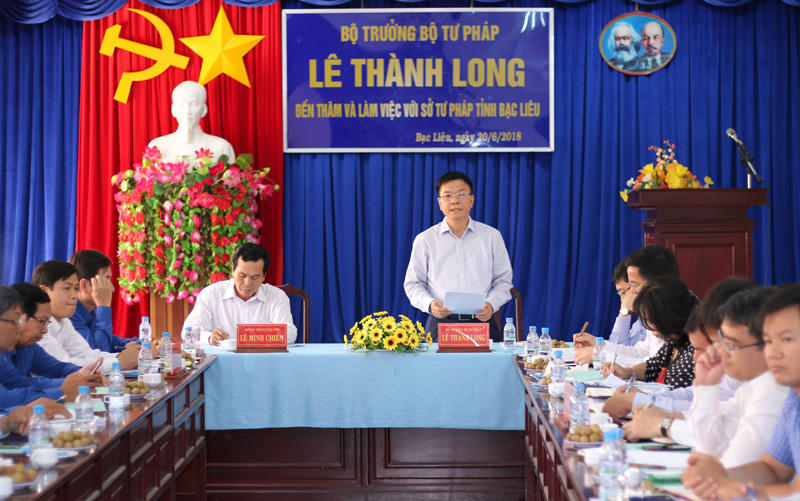 Bộ trưởng Lê Thành Long: Tư pháp góp phần phát triển kinh tế - xã hội Bạc Liêu