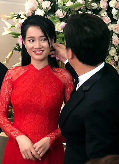 Nhã Phương và Trường Giang trước giờ làm lễ vu quy.